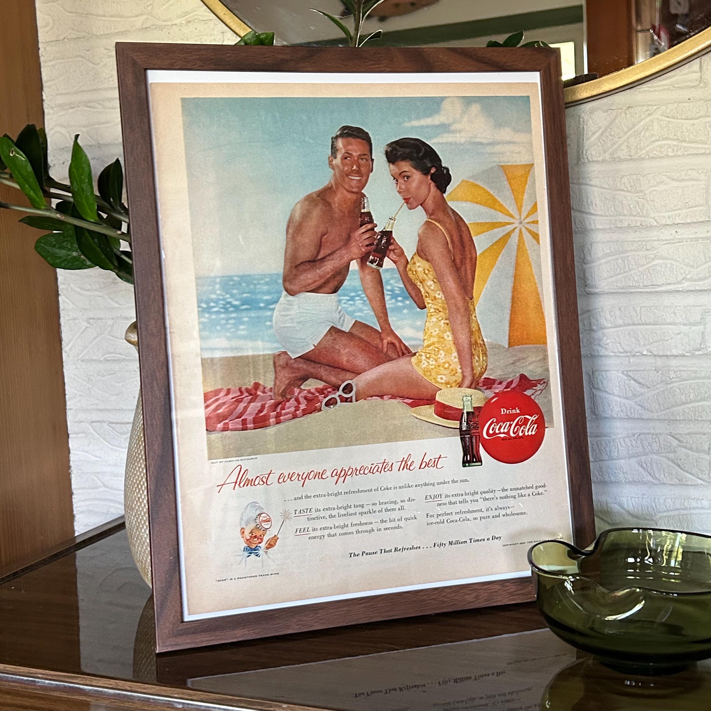Coca-Cola 1950年 カレンダー ポスター 額装 1950s Coca Cola Print - Etsy