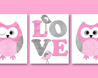 Pink And Orange Baby Room Decor Owl Decor Owl Nursery Art