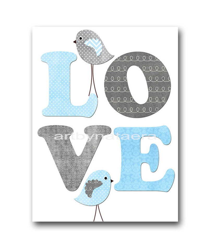 Elephant Giraffe Baby Boy Nursery Art Print Childrens Wall Etsy