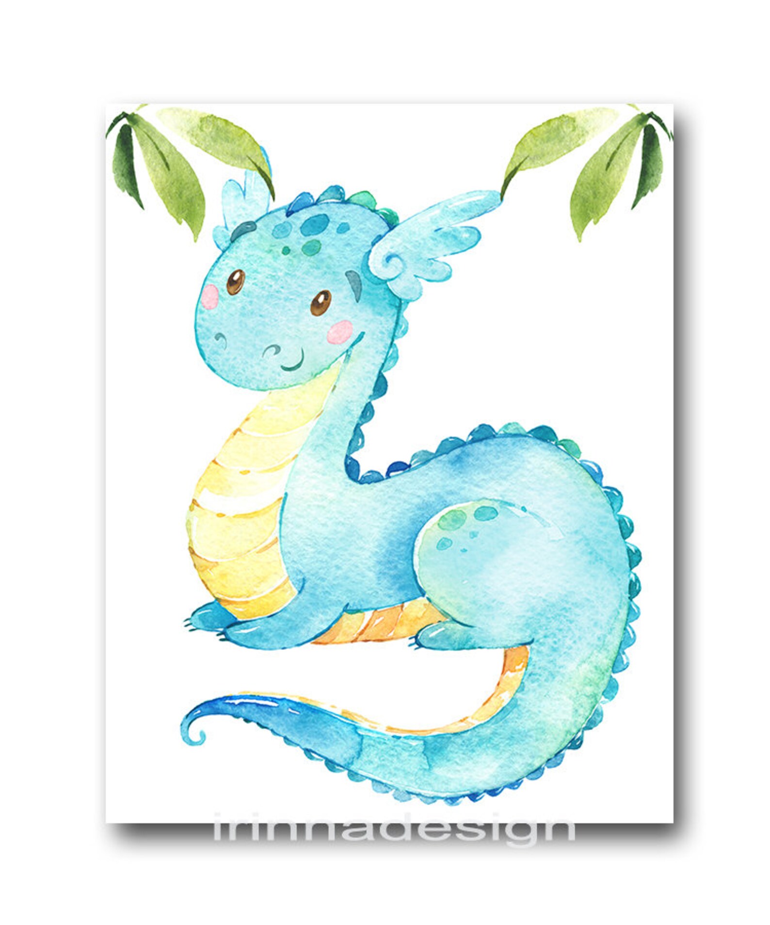 Baby Boy Nursery Room Decoration Dragon Poster Kids Print Wall Art Set ...