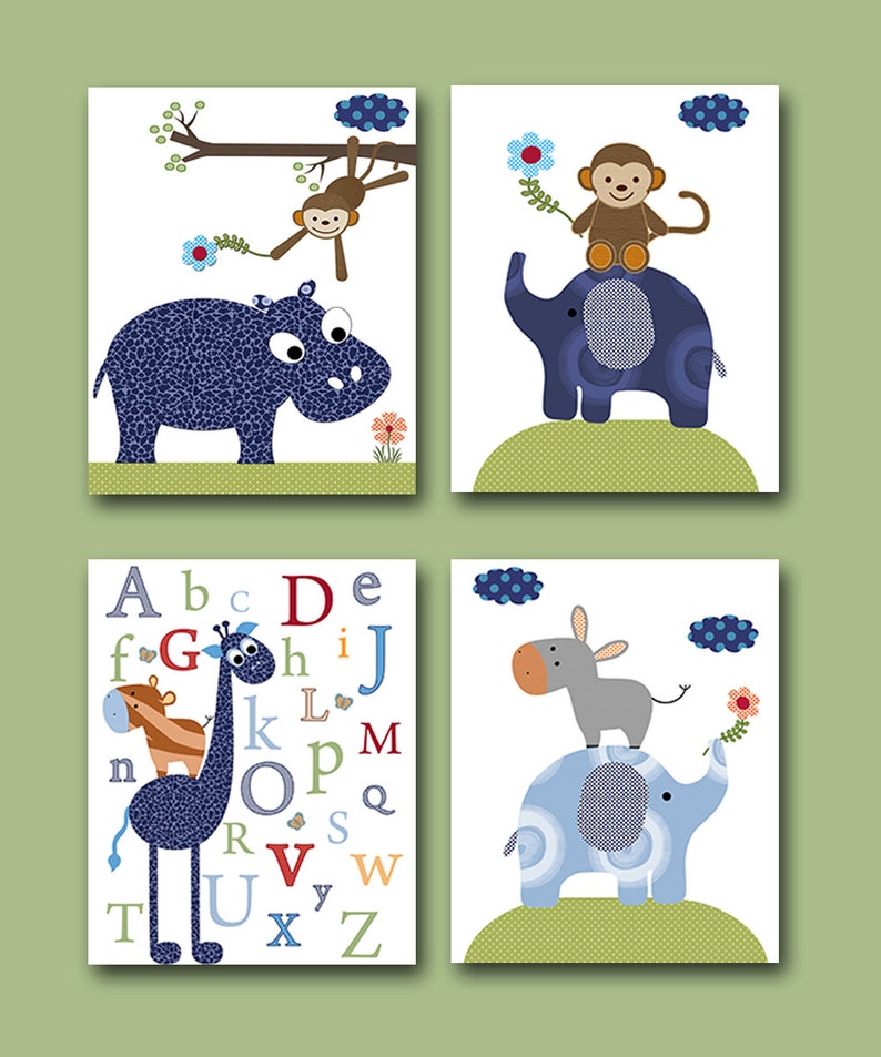 Blue Baby Boy Nursery Art Print Children Wall Art Baby Room Etsy