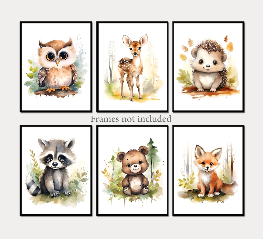 Forest Nursery Wall Prints Woodland Animals Art Baby Boy Room Decor ...
