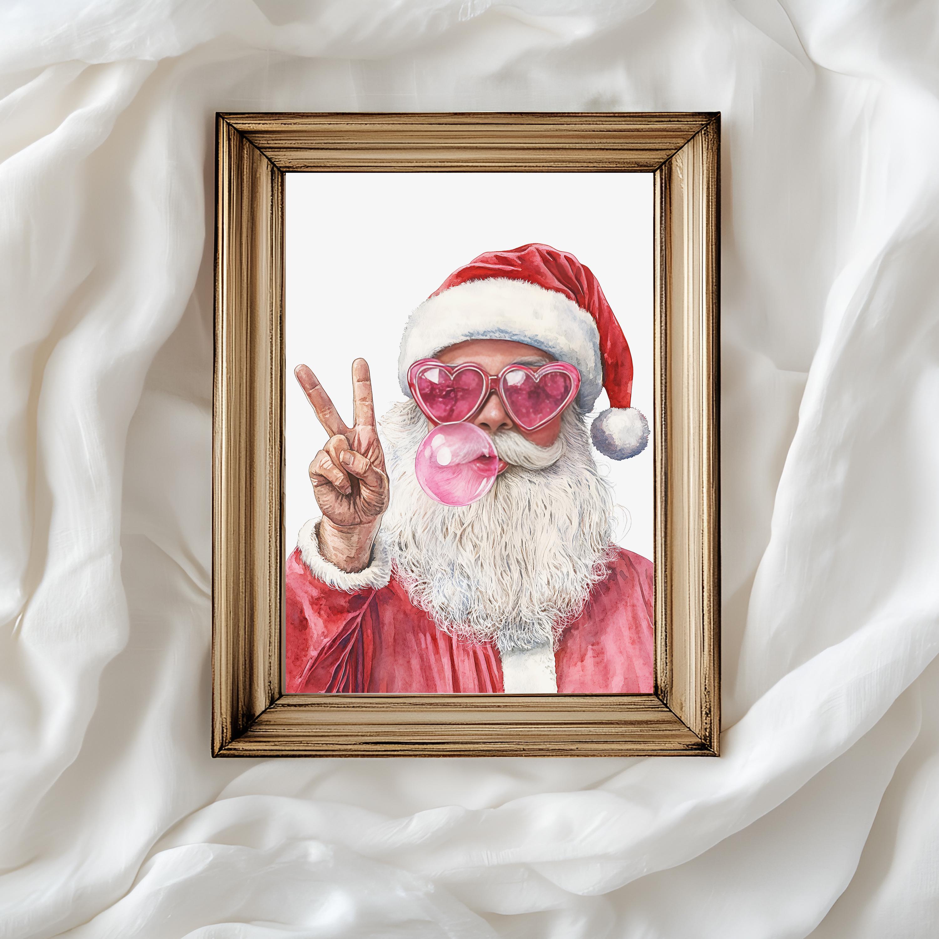 Christmas Santa Claus Bubble Gum Printable House Wall Art Poster