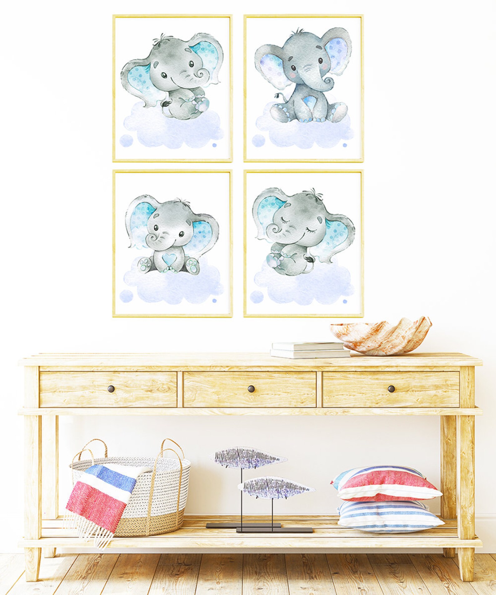 Elephant Poster Baby Boy Nursery Wall Art Decor Kid Print Children ...