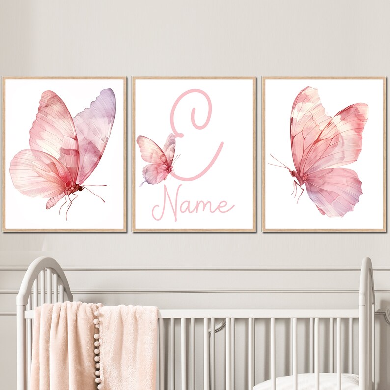Butterfly Wall Art Personalized Name Prints Custom Baby Girl Nursery ...