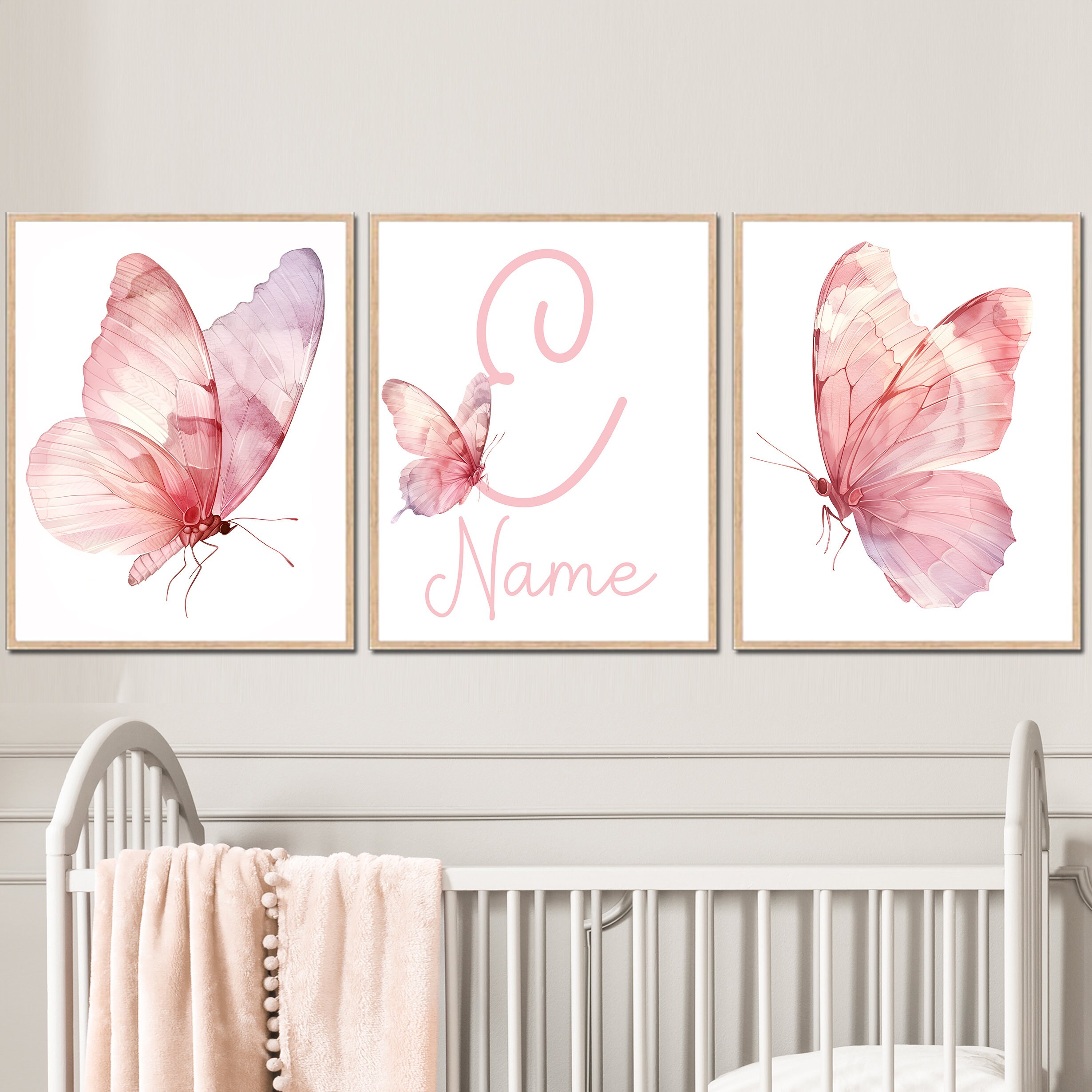 Butterfly Wall Art Personalized Name Prints Custom Baby Girl Nursery ...
