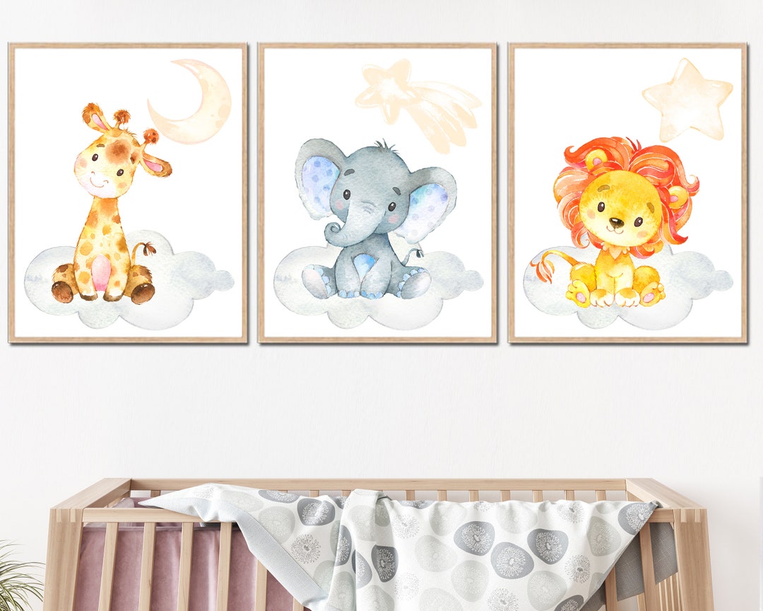 Jungle Poster Safari Wall Decor Baby Boy Nursery Art Print Set of 3 ...