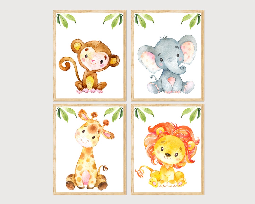 Safari Girl Nursery Jungle Printable Wall Art Decor Baby Bedroom Print ...