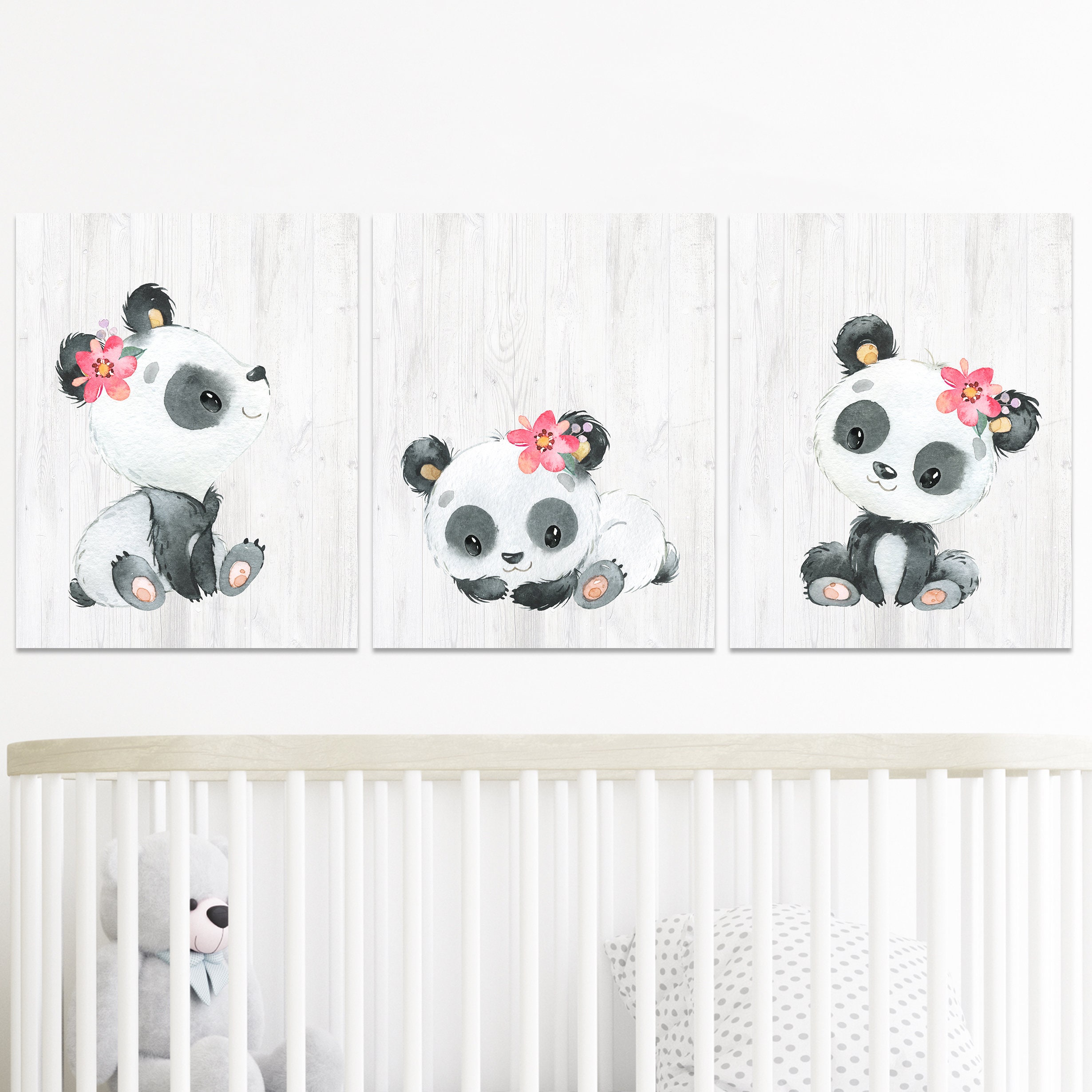 Panda Wall Decor Baby Girl Nursery Poster Children Art Prints Kids ...