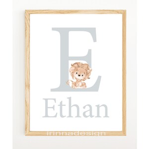 Personnalisé prénom bébé signe Art initiales impressions sexe personnalisé Nautral garçon fille chambre d'enfant décor enfant enfants gris beige numérique nouveau cadeau