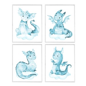 Dragon Art Prints Baby Boy Nursery Wall Decor Kids Bedroom Children ...