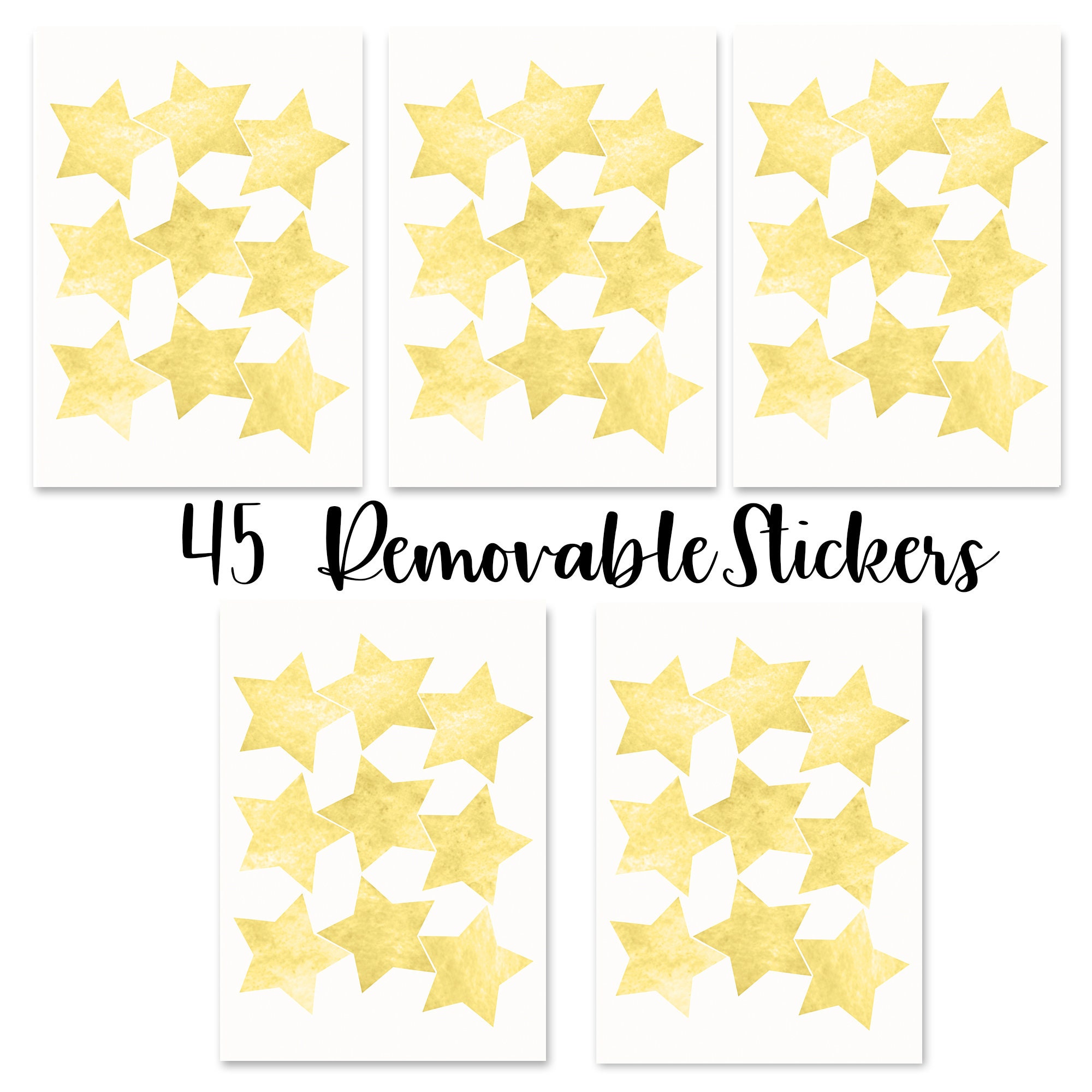 Yellow Stars Stickers Nursery Wall Decal Stars Set for Kids Neutral Bedroom  Playroom Children's Room 