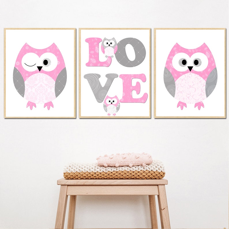 Kids Wall Art Owl Nursery Owl Decor Baby Nursery Art Decor Etsy