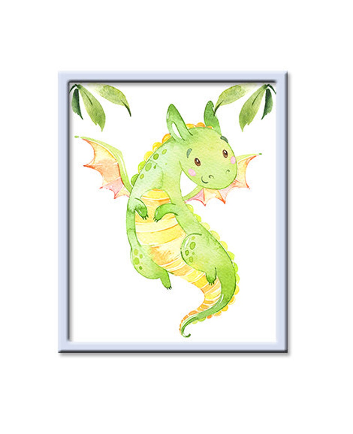 Baby Nursery Decor Dragon Poster Green Dragon Print Canvas Etsy