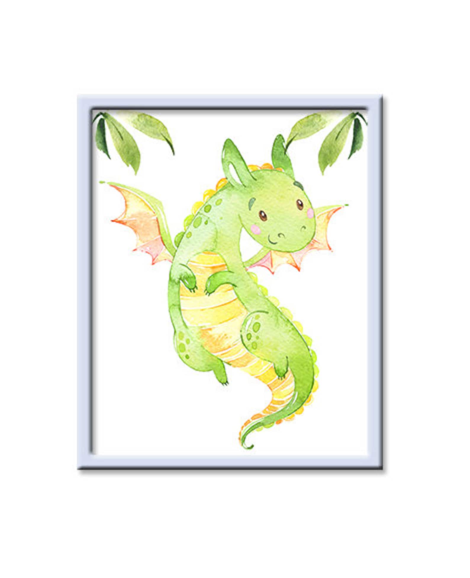 Baby Nursery Decor Dragon Poster Green Dragon Print Canvas Nursery Room ...