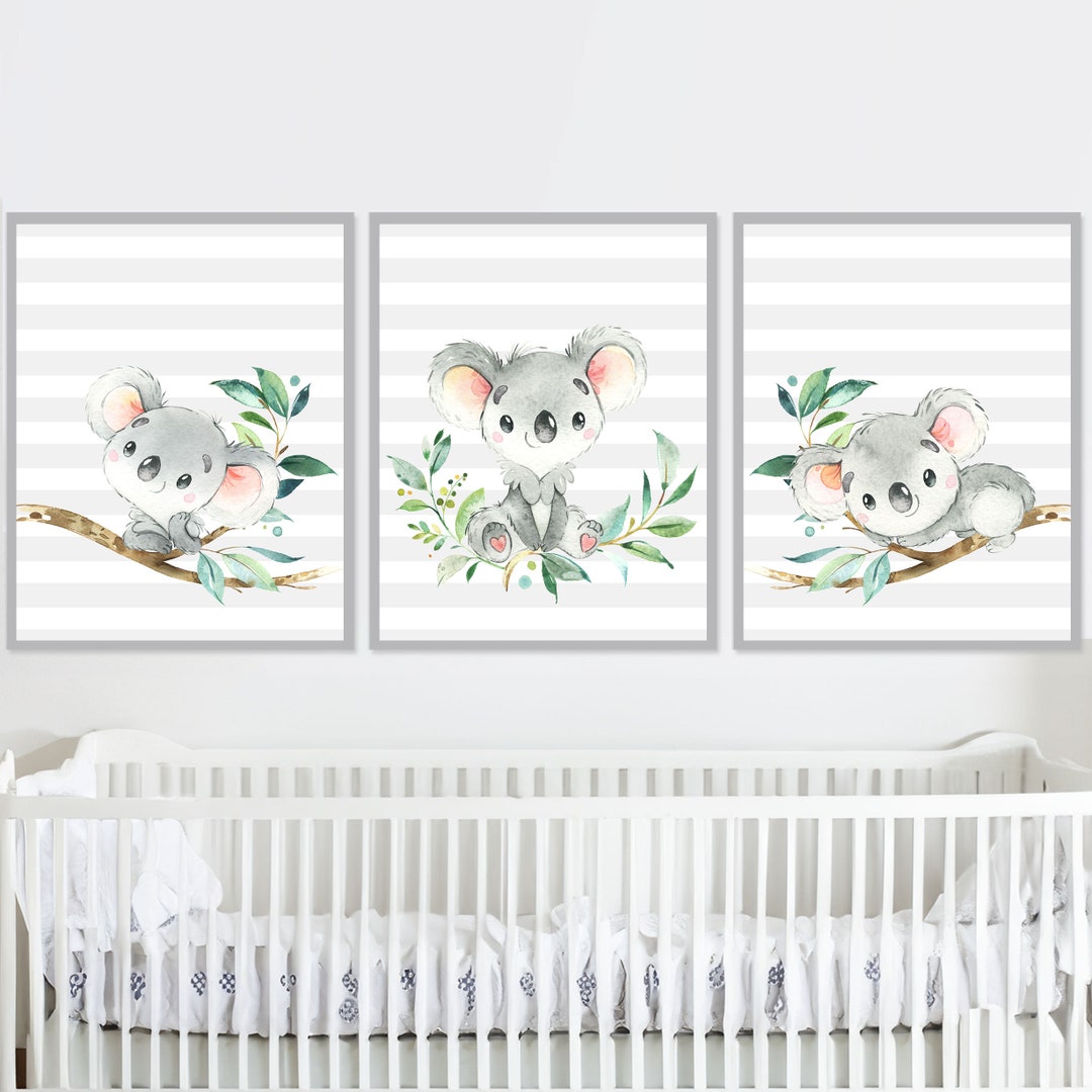 Australian Animals Print Koala Baby Girl Nursery Wall Art Boy Kids ...