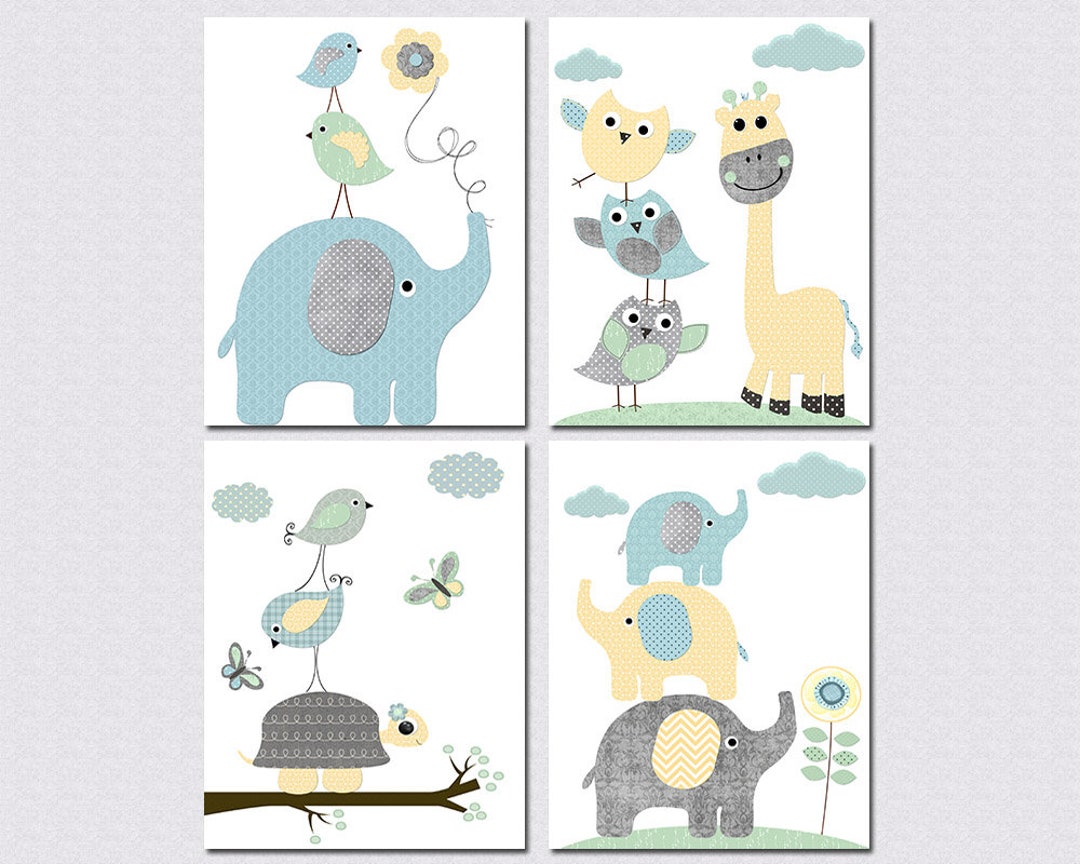 Baby Boy Nursery Room Decoration Kids Wall Art Print Bedroom Children ...