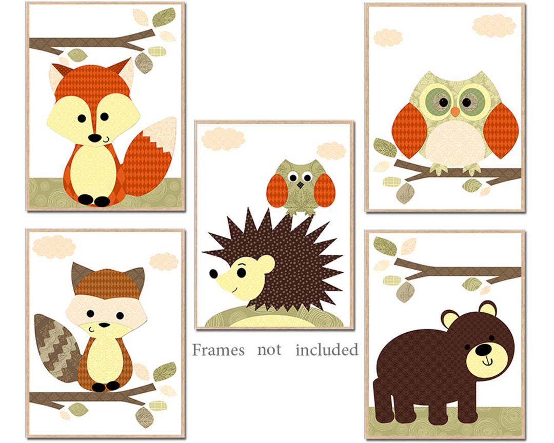 Woodland Nursery Wall Art Kids Room Decor Baby Boy Prints Forest ...