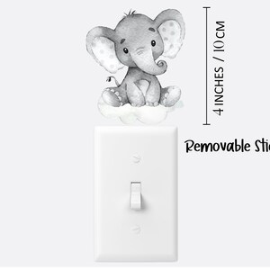 Neutral Jungle Animals Light Switch Sticker Safari wall Decal Nursery Decor Kids Lightswitch Adhesive vinyl gray Gender elephant giraffe