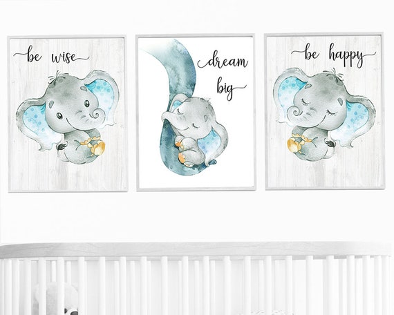 Decoration Baby Room Boy Nursery Quotes Art Prints Elephant Wall