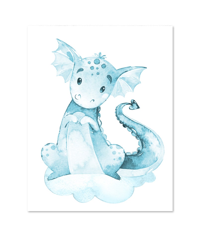 Dragon Art Prints Baby Boy Nursery Wall Decor Kids Bedroom Children ...