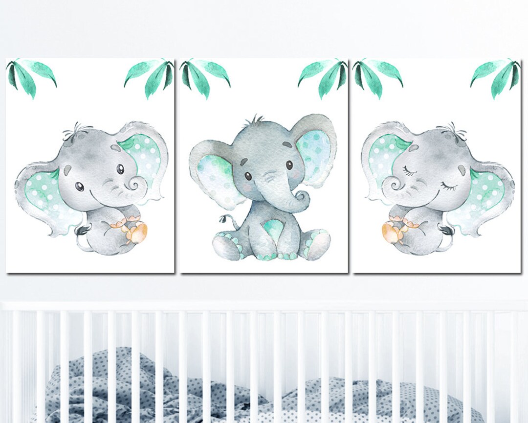 Elephant Neutral Baby Girl Boy Nursery Wall Art Poster Print - Etsy
