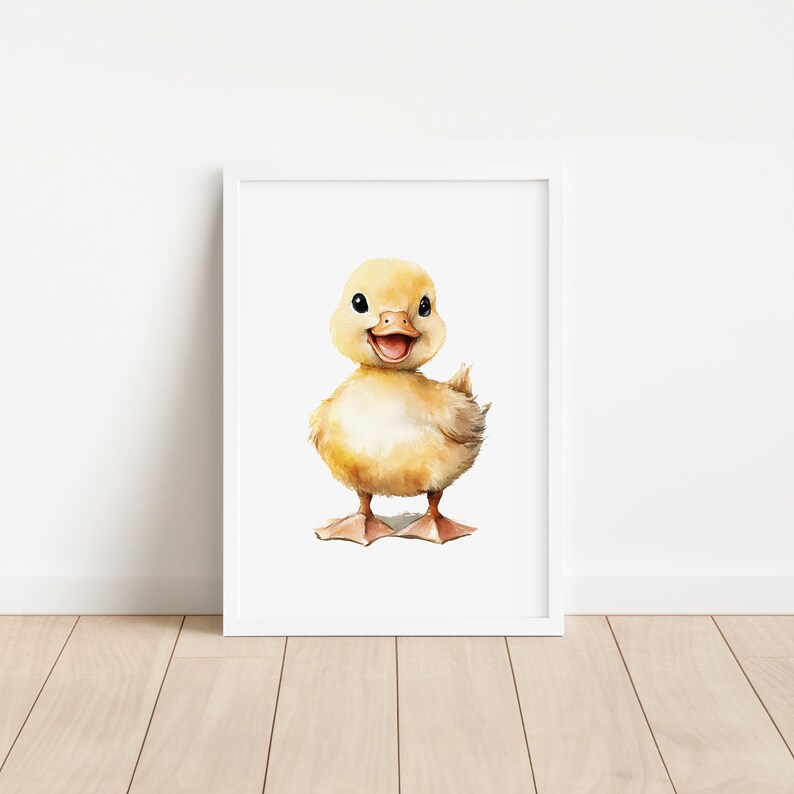 Baby Duckling Art Neutral Nursery Wall Decor Digital Cute Animal