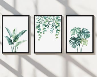 3er Set Eukalyptus Digital Art Prints Tropische Blätter Poster Eukalyptus Bilder Tropische Blätter Pflanzenbilder Hängepflanzen