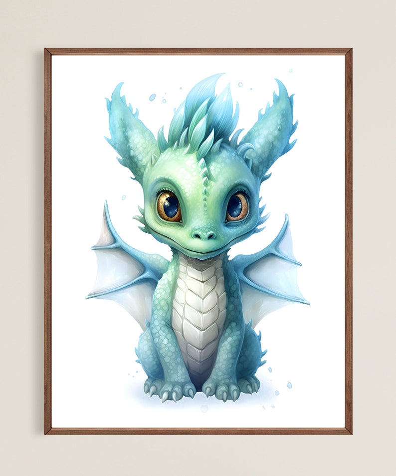 Dragon Nursery Wall Decor Baby Boy Bedroom Prints Kids Art Poster Set ...