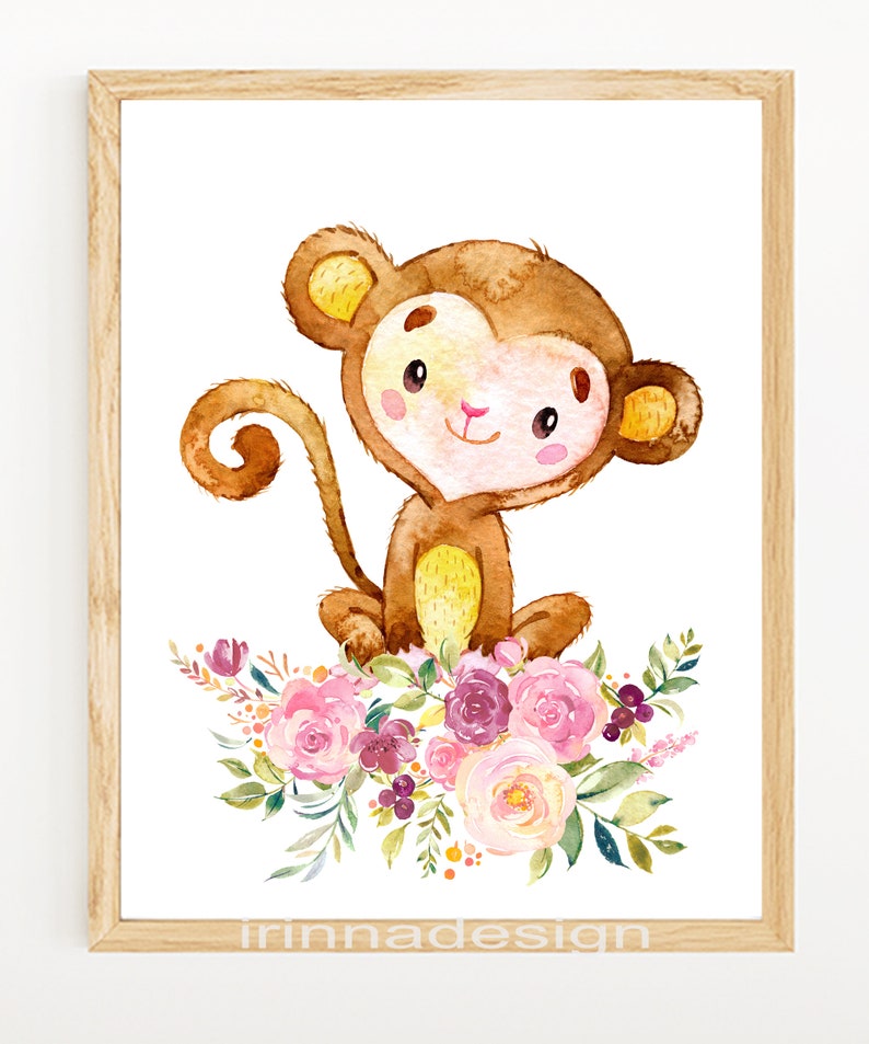 Safari Baby Girl Room Decor Jungle Wall Art Zoo Nursery Print Etsy