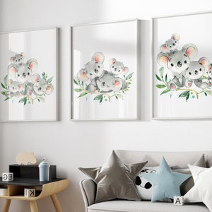 Australian Animals Prints Nursery Wall Art Decor Koala Poster Digital ...