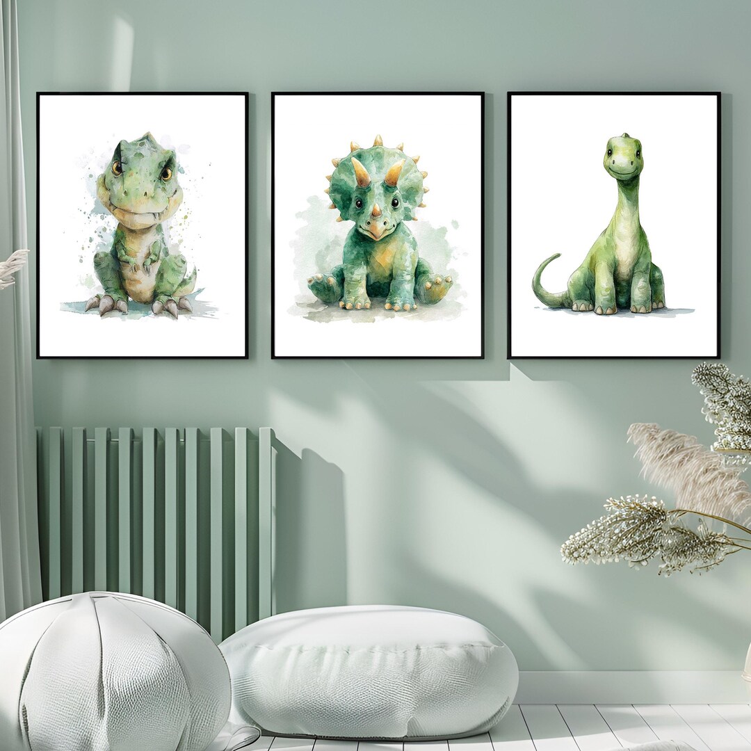 Baby Dinosaur Art Printable Boy Nursery Wall Decor Kids Playroom T-rex ...