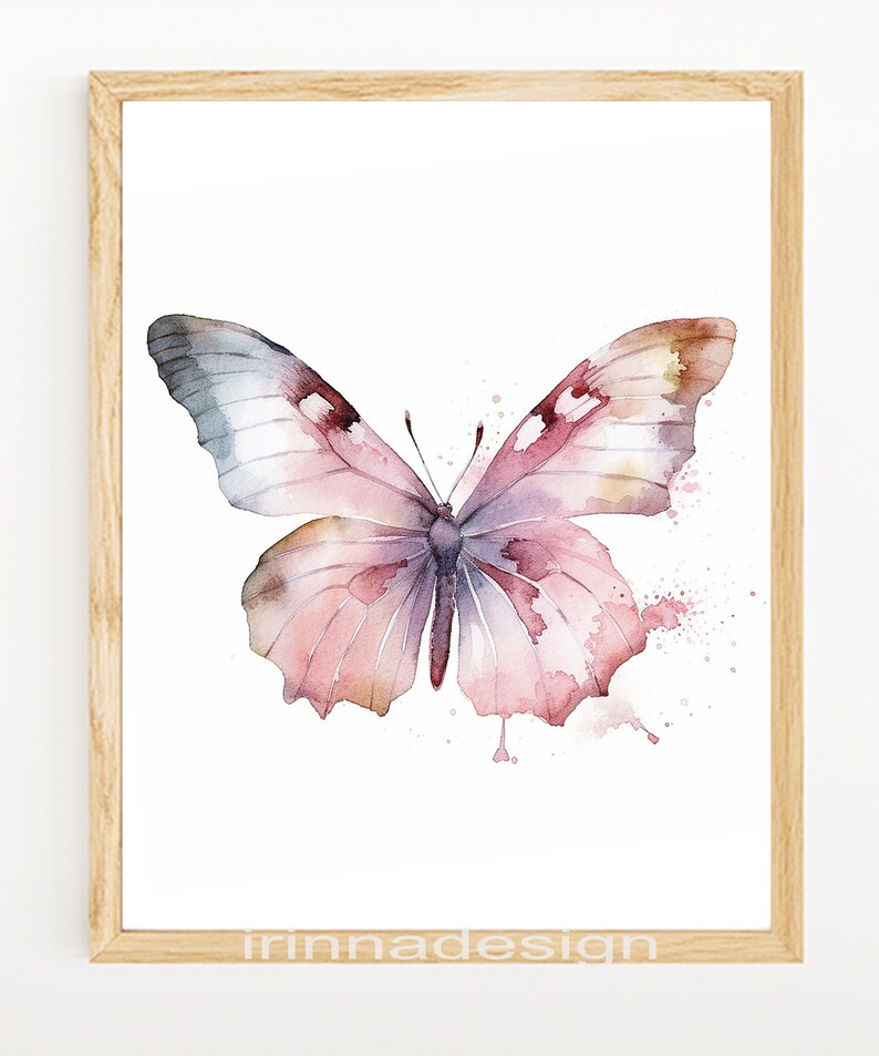 Watercolor Butterfly Wall Art Printable Girl Nursery Decor Kids Bedroom ...