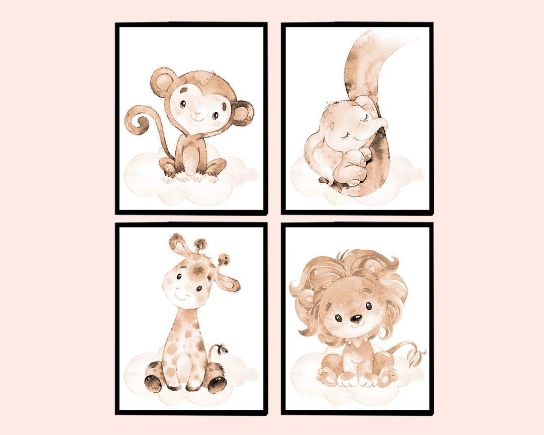 Baby Animals Nursery Decoration Neutral Bedroom Art Kids Wall Prints ...