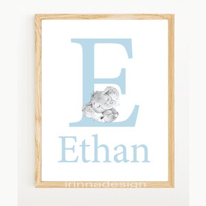 Niño personalizado bebé nombre signo cartel niños vivero arte letra inicial pared impresión niño sala de juegos decoración personalizada niño cartel digital