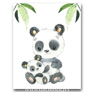 Panda Poster Wall Decor Baby Boy Nursery Printable Art Set of 3 ...