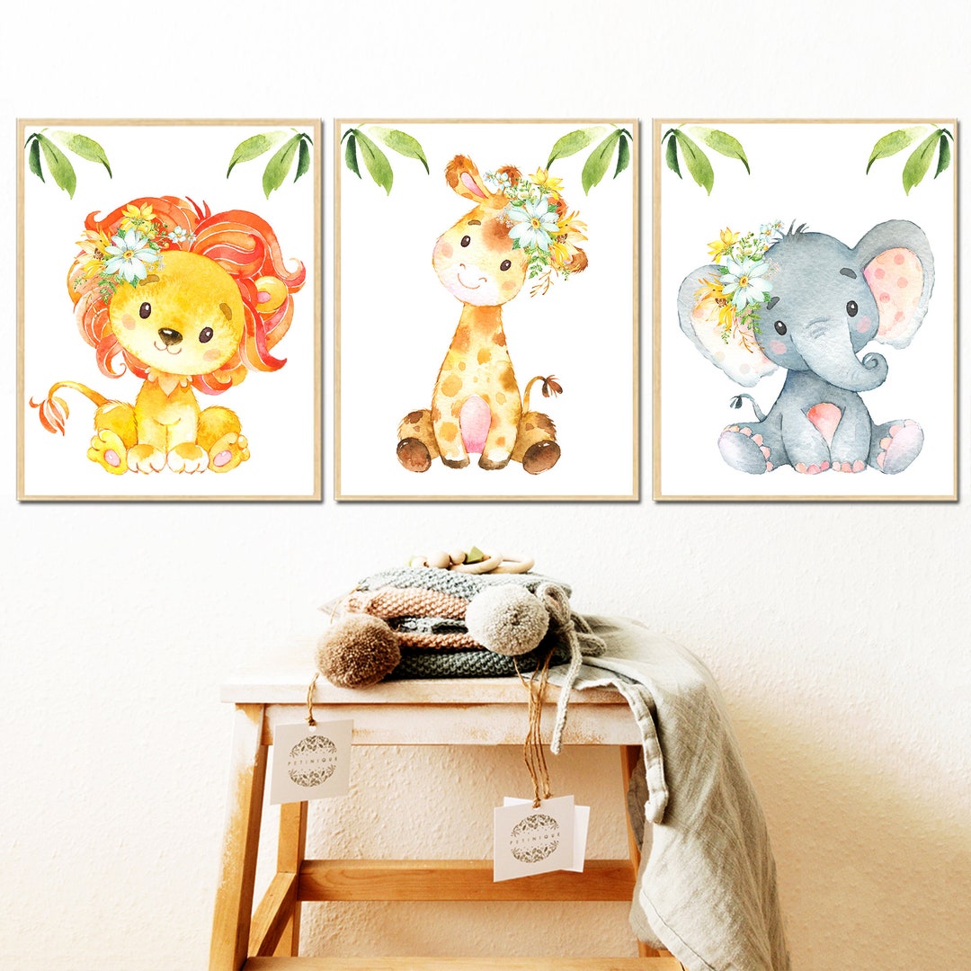 Jungle Baby Girl Nursery Wall Decor Safari Animal Art Printables Kids ...