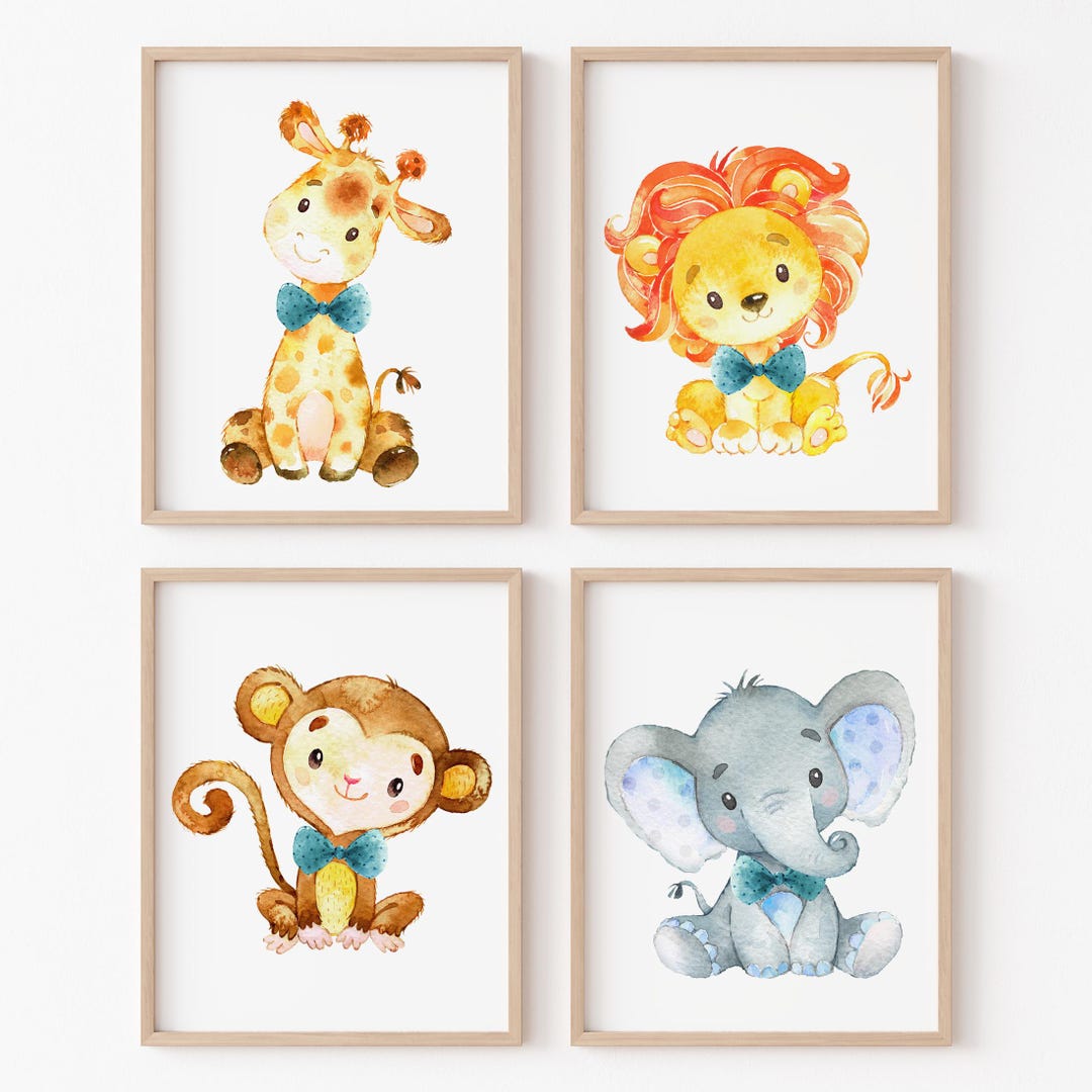 Jungle Poster Safari Baby Boy Nursery Wall Art Prints Animal Lion ...