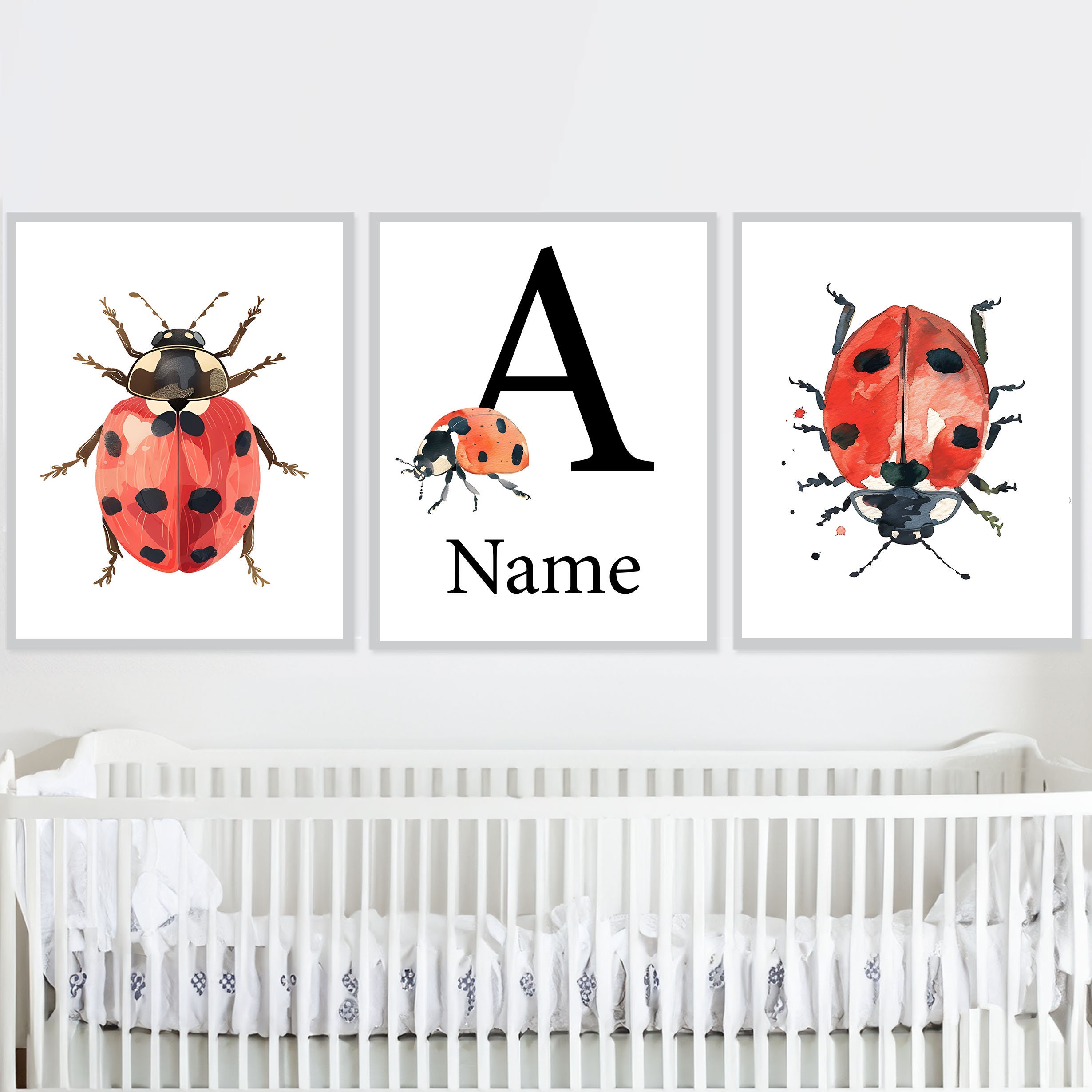 Ladybug Nursery Wall Art Print Personalized Name Kid Bedroom Decor ...