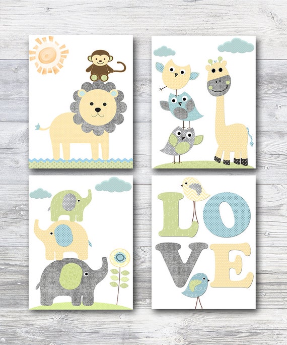 Printable print poster Elephant Nursery Canvas Art Baby Boy | Etsy