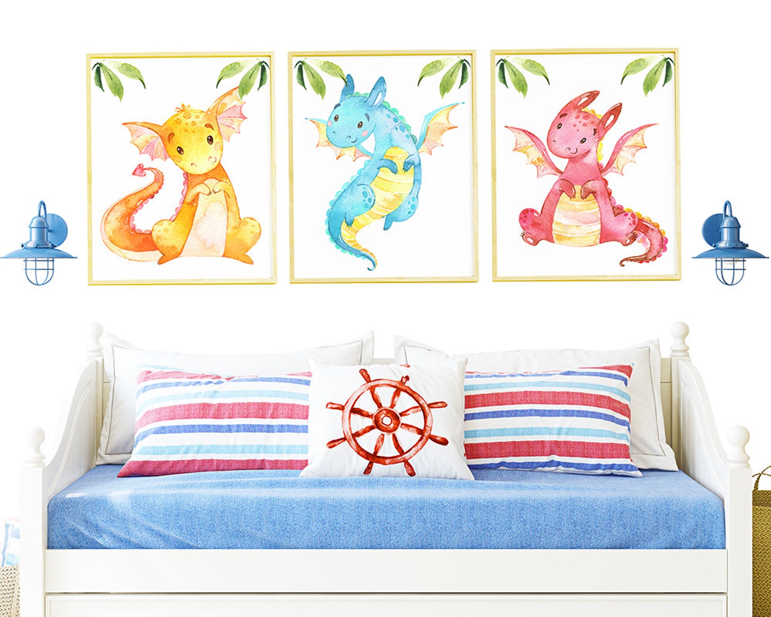 Baby nursery decor Dragon Print Canvas Print Dragon Nursery Etsy