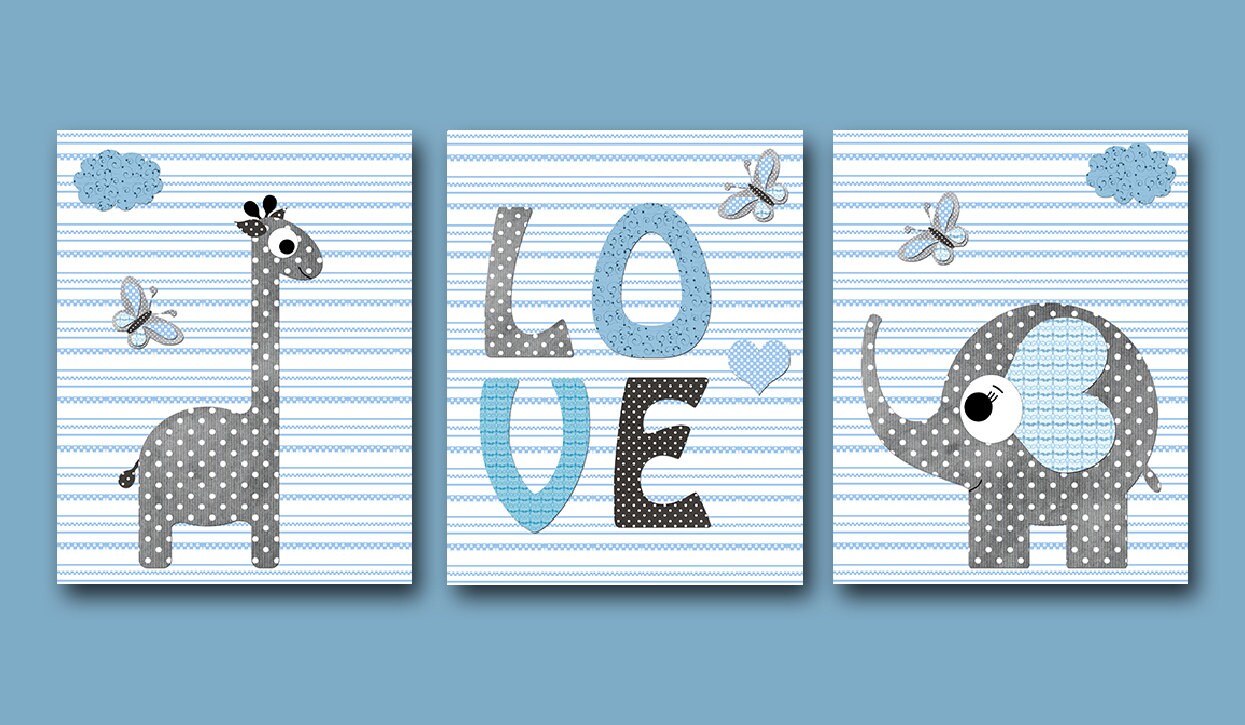 Giraffe Nursery Elephant Nursery Baby Boy Nursery decoration Etsy