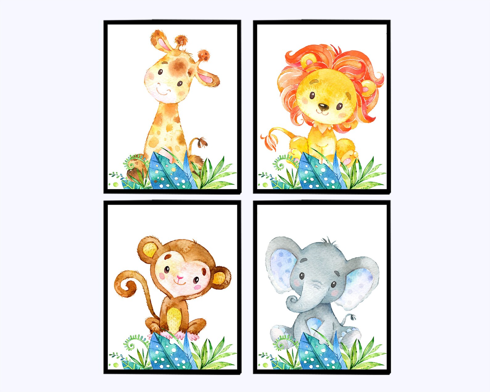 Jungle Animals Safari Baby Boy Nursery Art Prints Kids Wall Decor Lion ...