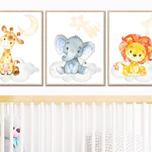 Jungle Poster Safari Wall Decor Baby Boy Nursery Art Print Set of 3 ...