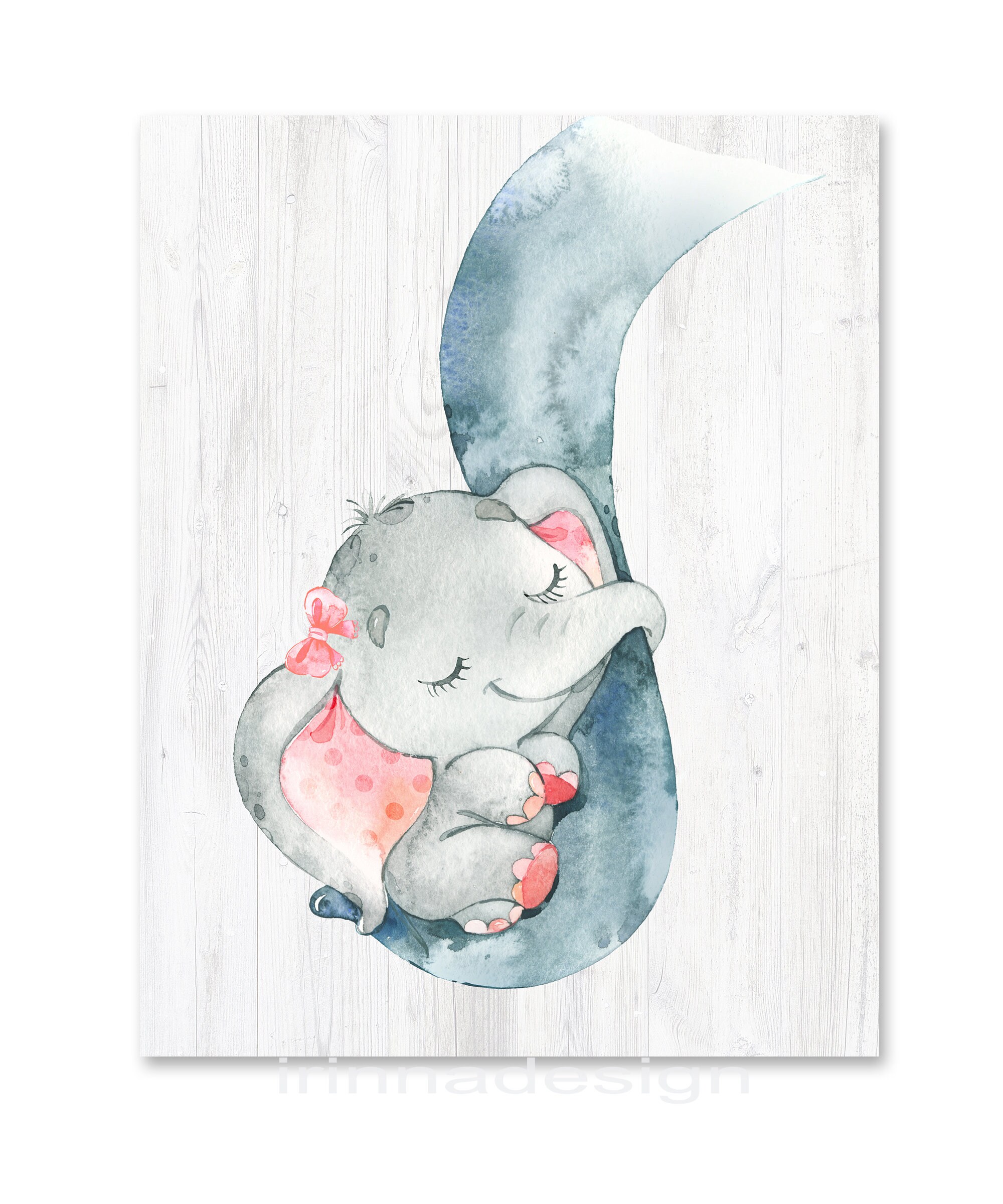 Baby Girl Nursery Decor Elephant Wall Art Prints Child Room Kid Set of ...