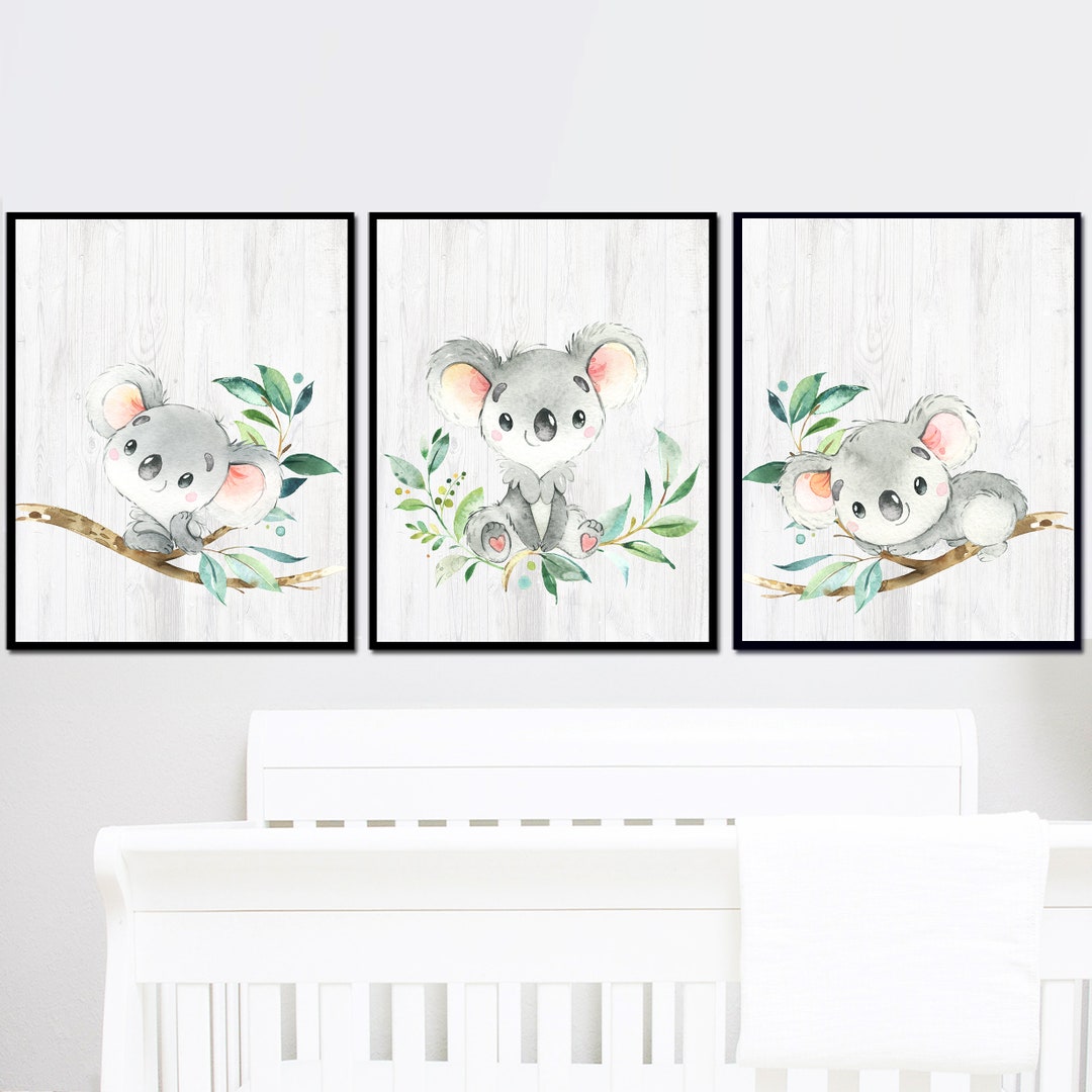 Australian Animals Prints Baby Girl Nursery Wall Art Koala Images Kids ...