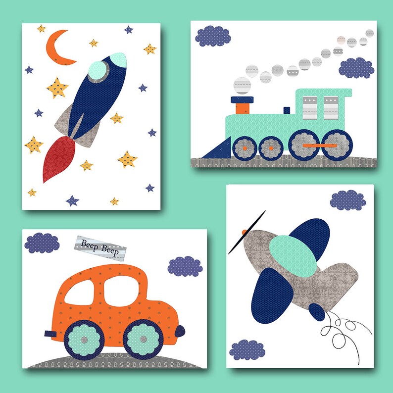Baby Boy Nursery Decor Printable Wall Art Children Room Kids Etsy