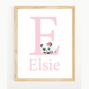 Cartel con nombre de bebé personalizado para niña, impresión digital, arte infantil para guardería, letra inicial, impresión de pared, imágenes de decoración infantil personalizadas