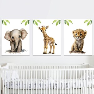 Jungle Safari Animals Zoo Baby Boy Girl Nursery Wall Arredamento camera da letto per bambini set di 3 amici digitali stampabili con poster stampabile elefante giraffa tigre