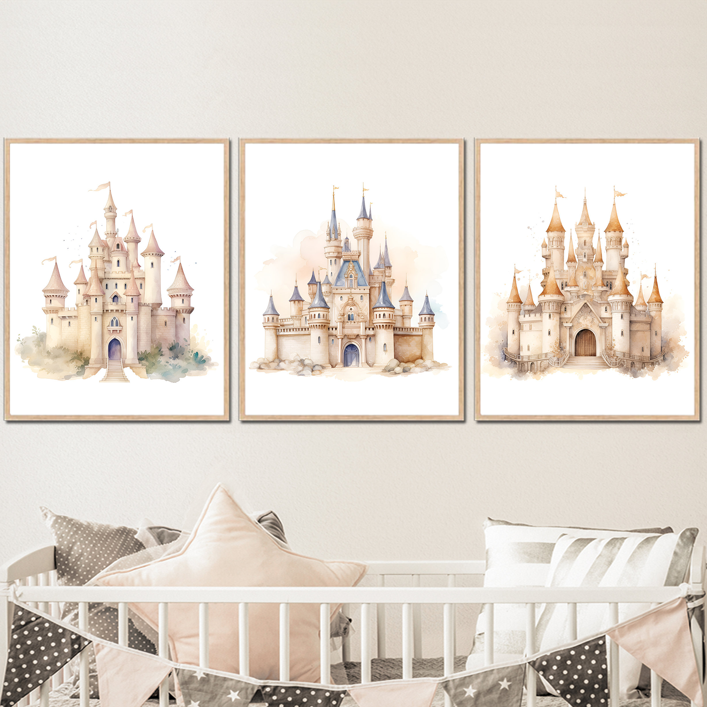 Princess Castle Neutral Printable Wall Art Decor Fairytale Digital Baby ...